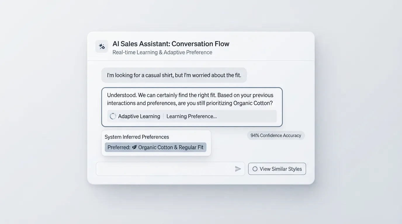 Real & Learning Conversation Flow UI Mockup